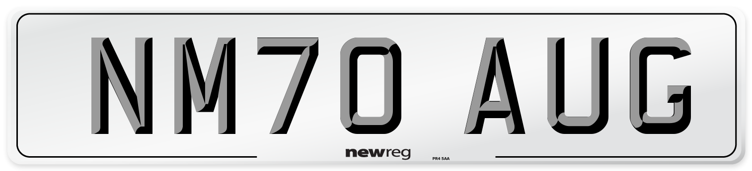 NM70 AUG Number Plate from New Reg